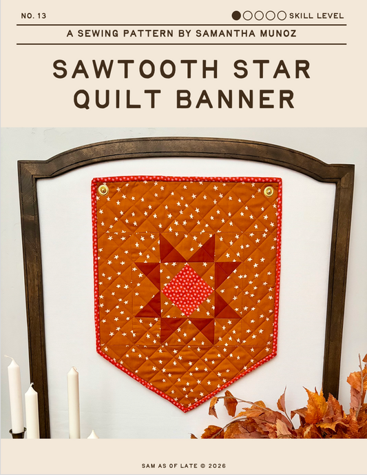 Sawtooth Star Quilted Banner | Free PDF Pattern | Digital Download